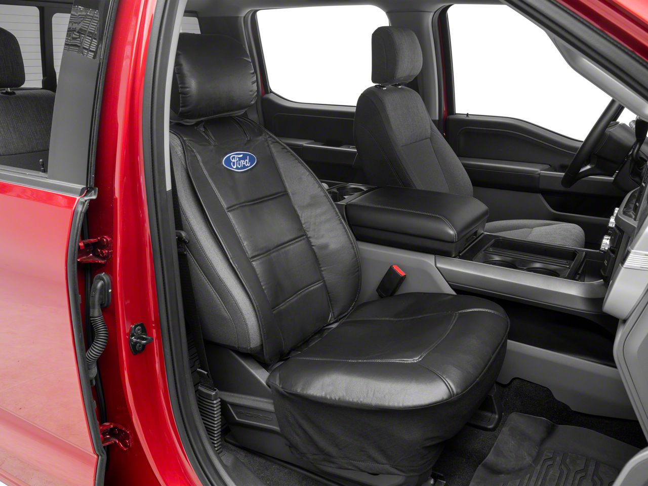 F350 Super Duty Sideless Seat Cover with Ford Logo; Black (Universal