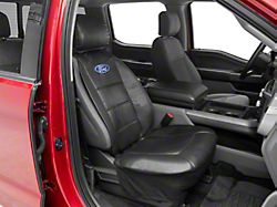 Sideless Seat Cover with Ford Logo; Black (Universal; Some Adaptation May Be Required)