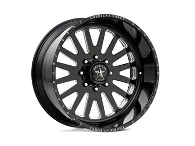 American Force F20 Atom SS Gloss Black Machined 8-Lug Wheel; 20x14; -73mm Offset (03-09 RAM 3500 SRW)