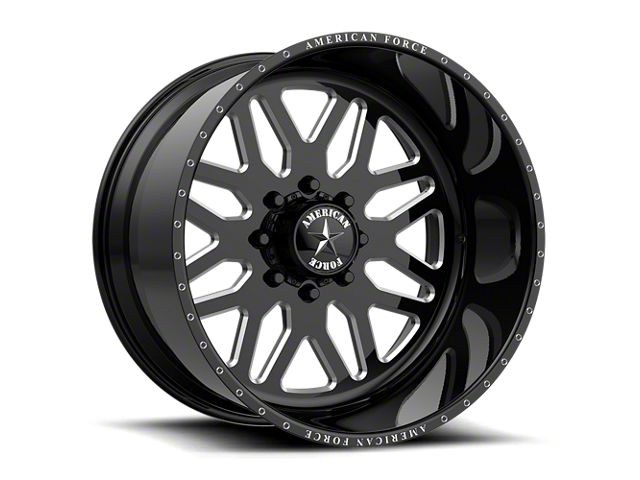 American Force B02 Trax SS Gloss Black Machined 6-Lug Wheel; 22x11; 0mm Offset (99-06 Silverado 1500)