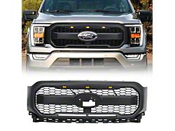 American Modified Raptor Style Mesh Upper Replacement Grille with Emblem Base; Matte Black (21-23 F-150, Excluding Raptor)