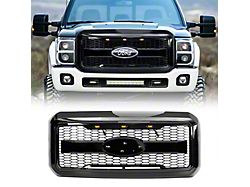 American Modified Armor Upper Replacement Grille with Emblem Base; Gloss Black (11-16 F-250 Super Duty)