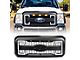 American Modified Raptor Style Mesh Upper Replacement Grille with Emblem Base, DRL and Turn Signal Lights; Matte Black (11-16 F-250 Super Duty)