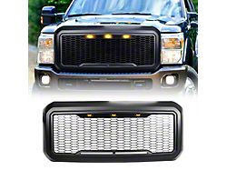 American Modified Raptor Style Mesh Upper Replacement Grille; Matte Black (11-16 F-250 Super Duty)