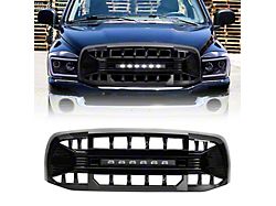 Armor Upper Replacement Grille with LED Off-Road Lights; Gloss Black (06-09 RAM 1500)