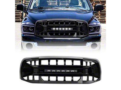 American Modified Armor Upper Replacement Grille with LED Off-Road Lights; Gloss Black (06-09 RAM 1500)