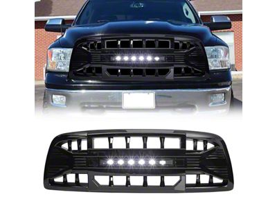 American Modified Armor Upper Replacement Grille with Emblem Base; Gloss Black (09-12 RAM 1500)