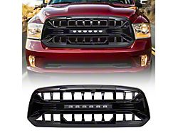 Armor Upper Replacement Grille with Emblem Base; Gloss Black (13-18 RAM 1500, Excluding Rebel)