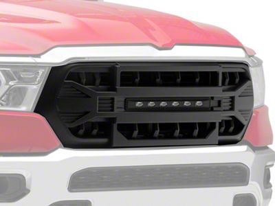 American Modified Armor Upper Replacement Grille with LED Off-Road Lights; Black (19-24 RAM 1500, Excluding TRX)