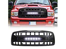 American Modified Armor Upper Replacement Grille with LED Off-Road Lights; Black (02-05 RAM 1500)