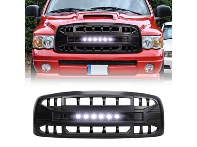 American Modified Armor Upper Replacement Grille with LED Off-Road Lights; Black (02-05 RAM 1500)