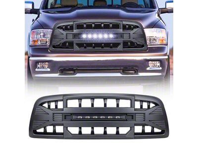 American Modified Armor Upper Replacement Grille with LED Off-Road Lights; Black (09-12 RAM 1500)