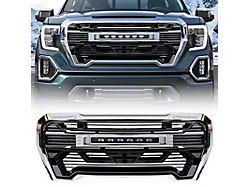 American Modified Armor Upper Replacement Grille with LED Off-Road Lights; Glossy Black and Chrome (19-21 Sierra 1500; 2022 Sierra 1500 Limited)