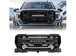 American Modified Armor Upper Replacement Grille with LED Off-Road Lights; Glossy Black (19-21 Sierra 1500; 2022 Sierra 1500 Limited)