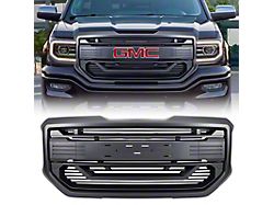 American Modified Armor Upper Replacement Grille with Emblem Base; Matte Black (16-18 Sierra 1500)