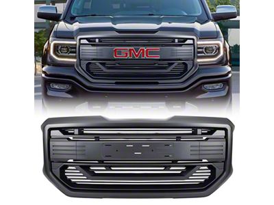 American Modified Armor Upper Replacement Grille with Emblem Base; Matte Black (16-18 Sierra 1500)