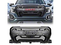 Armor Upper Replacement Grille with Emblem Base; Matte Black (19-21 Sierra 1500; 2022 Sierra 1500 Limited)