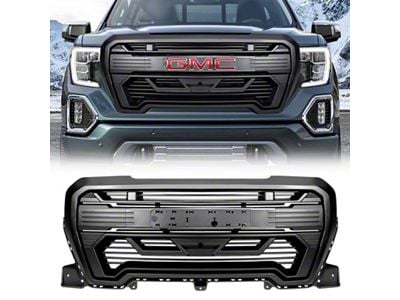 Armor Upper Replacement Grille with Emblem Base; Matte Black (19-21 Sierra 1500; 2022 Sierra 1500 Limited)