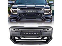 American Modified Armor Upper Replacement Grille with LED Off-Road Lights; Black (16-18 Sierra 1500)