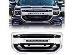 American Modified Armor Upper Replacement Grille with LED Off-Road Lights; Chrome (16-18 Sierra 1500)