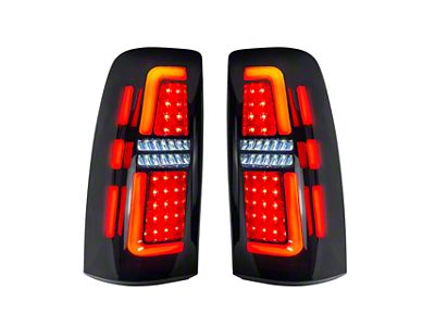 American Modified LED Tail Lights; Chrome Housing; Smoked Lens (99-02 Sierra 1500)