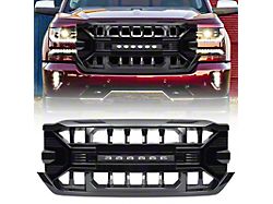 American Modified Armor Upper Replacement Grille with LED Off-Road Lights; Gloss Black (16-18 Silverado 1500)