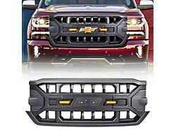 American Modified Armor Upper Replacement Grille with Emblem Base; Matte Black (16-18 Silverado 1500)