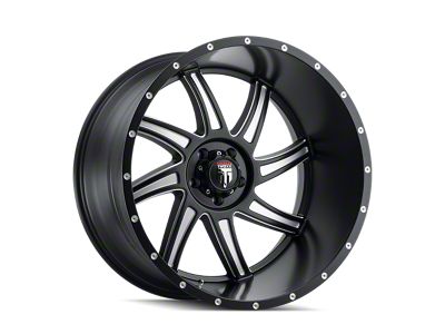 American Truxx Vortex Satin Black Milled 8-Lug Wheel; 24x14; -76mm Offset (01-06 Sierra 3500 HD SRW)