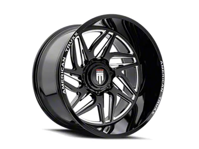 American Truxx Goliath Gloss Black Milled 8-Lug Wheel; 20x9; -12mm Offset (01-06 Silverado 3500 HD SRW)