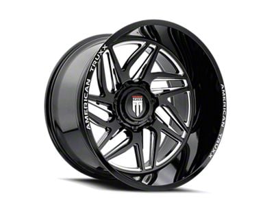 American Truxx Goliath Gloss Black Milled 8-Lug Wheel; 22x12; -44mm Offset (03-09 RAM 2500)