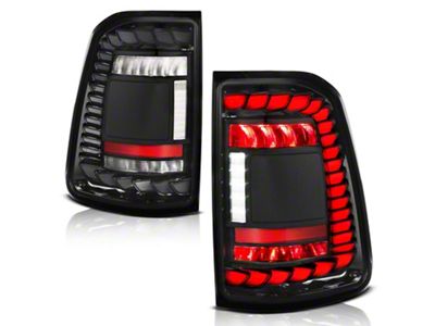 Anzo USA Full LED Tail Lights with Sequential Turn Signal; Black Housing; Clear Lens (19-24 RAM 1500 w/ Factory Halogen Non-BLIS Tail Lights)