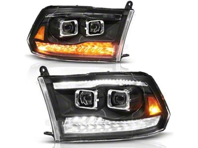 Anzo USA Projector Headlights with Sequential Turn Signal; Black Housing; Clear Lens (09-18 RAM 1500)