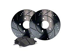 Apex One Elite Cross-Drill and Slots 5-Lug Brake Rotor and Friction Point Pad Kit; Front and Rear (06-18 RAM 1500, Excluding SRT-10 & Mega Cab)