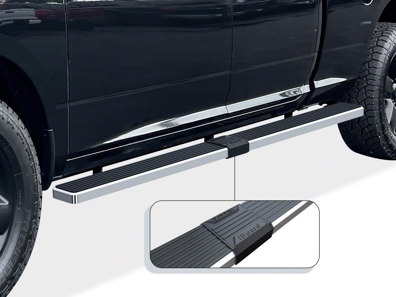 RAM 1500 5-Inch iStep Wheel-to-Wheel Running Boards; Hairline Silver ...