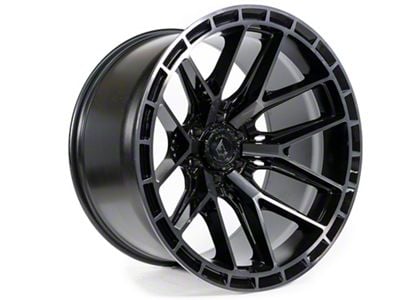 Arena Battle Glossy Black with Machined DDT Face and Lip 6-Lug Wheel; 20x10; -18mm Offset (07-13 Silverado 1500)