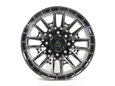 Arena Battle Glossy Black with Machined DDT Face and Lip 8-Lug Wheel; 20x10; -18mm Offset (11-14 Silverado 2500 HD)