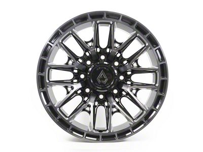 Arena Battle Glossy Black with Machined DDT Face and Lip 8-Lug Wheel; 20x10; -18mm Offset (15-19 Silverado 2500 HD)