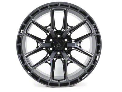 Arena Battle Glossy Black with Machined DDT Face and Lip 6-Lug Wheel; 22x12; -44mm Offset (19-25 Sierra 1500)