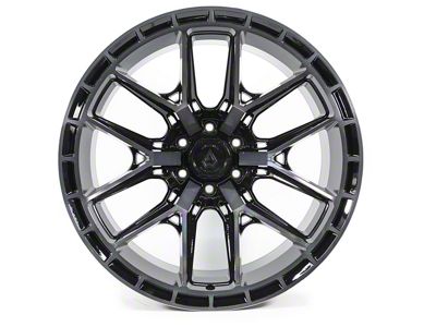 Arena Battle Glossy Black with Machined DDT Face and Lip 6-Lug Wheel; 22x12; -44mm Offset (19-25 Silverado 1500)