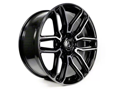 Arena Supreme Glossy Black with Brushed DDT Face Clear 6-Lug Wheel; 22x9.5; 20mm Offset (19-25 RAM 1500)