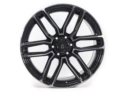 Arena Supreme Glossy Black with Brushed DDT Face Clear 6-Lug Wheel; 22x9.5; 20mm Offset (19-25 Silverado 1500)