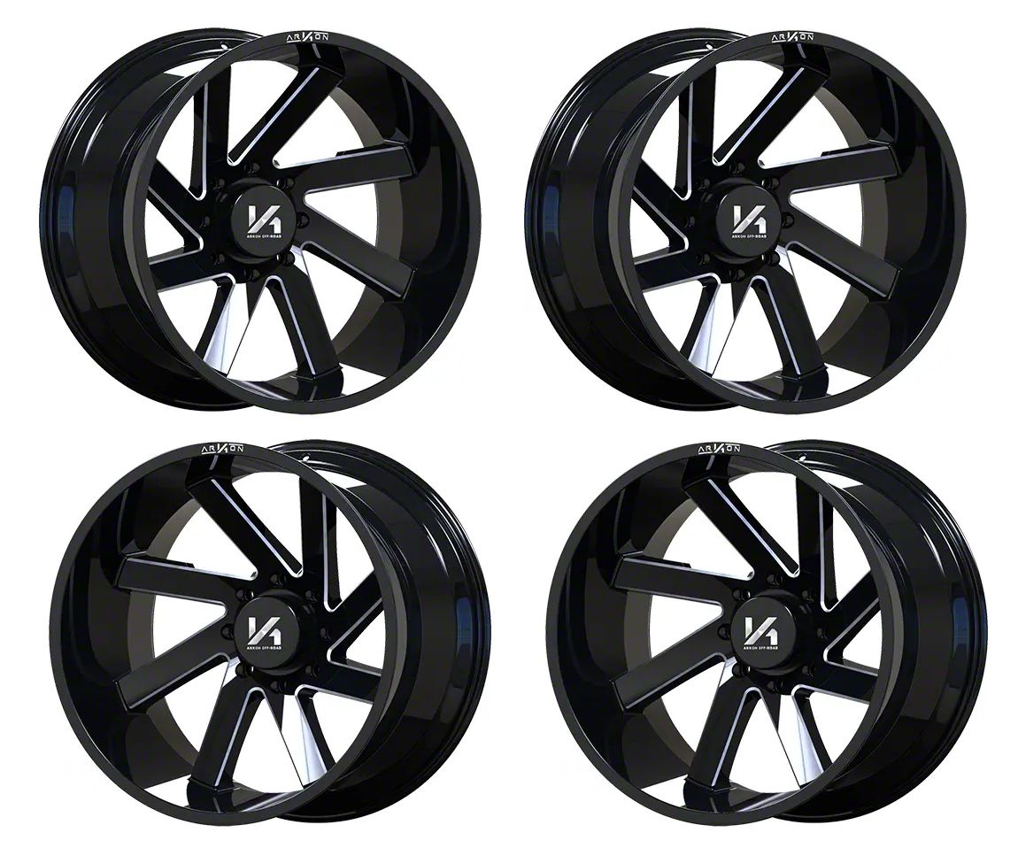 Arkon Off-Road RAM 1500 Lincoln Gloss Black with Milled Edges 5-Lug 4 ...