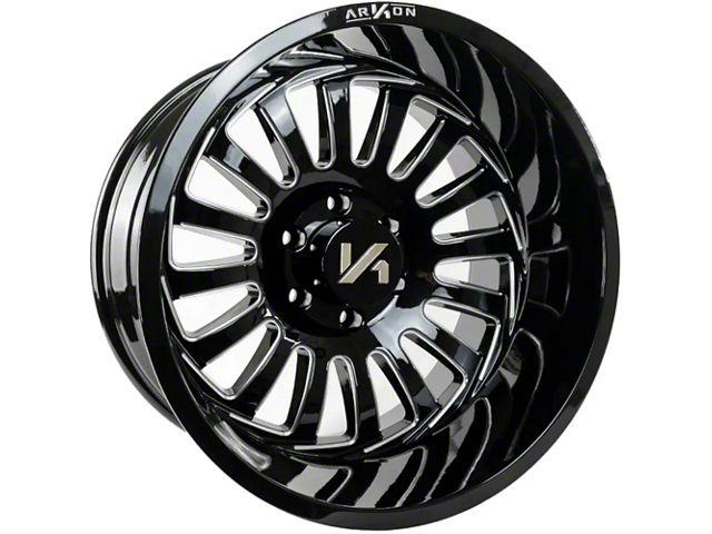 Arkon Off-Road Alexander Gloss Black Milled 8-Lug Wheel; Left Directional; 20x12; -51mm Offset (03-09 RAM 3500 SRW)