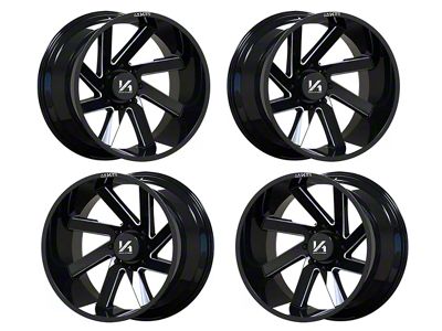 Arkon Off-Road Lincoln Gloss Black with Milled Edges 6-Lug 4-Wheel Kit; 20x12; -51mm Offset (04-08 F-150)