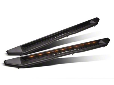 Armordillo FX Running Boards with LED Lights; Matte Black (07-18 Sierra 1500 Crew Cab)