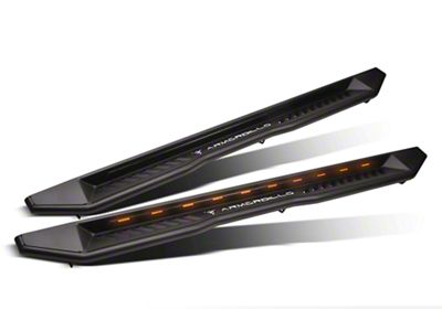 Armordillo FX Running Boards with LED Lights; Matte Black (07-18 Sierra 1500 Extended/Double Cab)