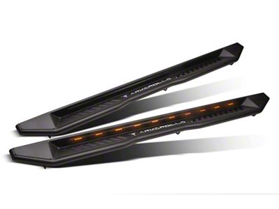 Armordillo FX Running Boards with LED Lights; Matte Black (07-18 Silverado 1500 Extended/Double Cab)