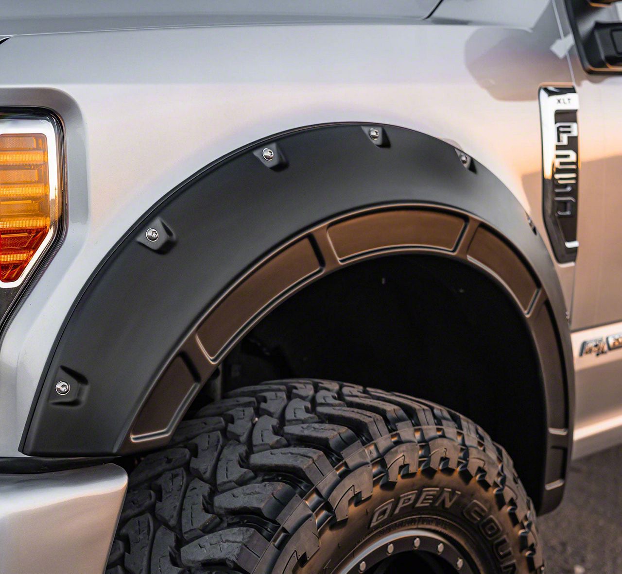 Rough Country F250 Super Duty Defender Fender Flares; OE Black A