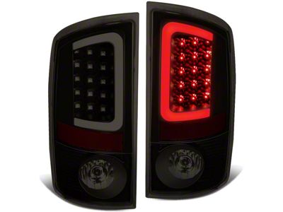 C-Bar LED Tail Lights; Black Housing; Smoked Lens (02-06 RAM 1500)