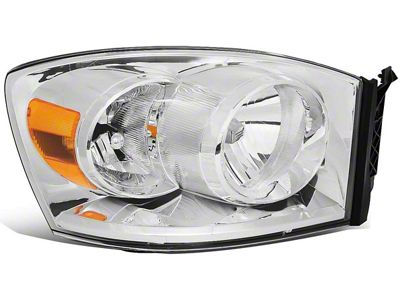 OE Style Headlight; Chrome Housing; Clear Lens; Passenger Side (07-08 RAM 1500)